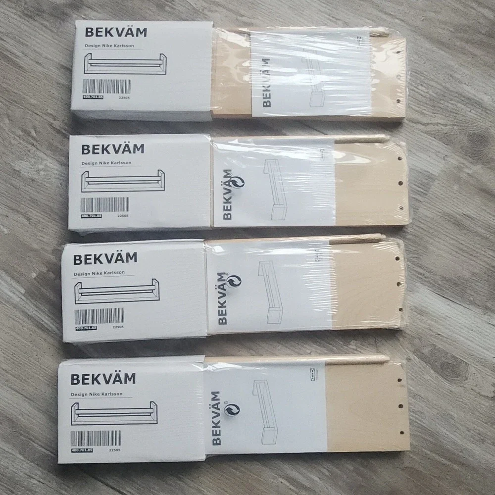 Lot of 4 IKEA BEKVAM Birch Wood Spice Racks Floating Nursery Book Shelf Storage